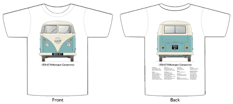 VW Campervan 1950-67 T-shirt Front & Back